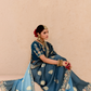 Shaded Blue Tussar Silk Saree