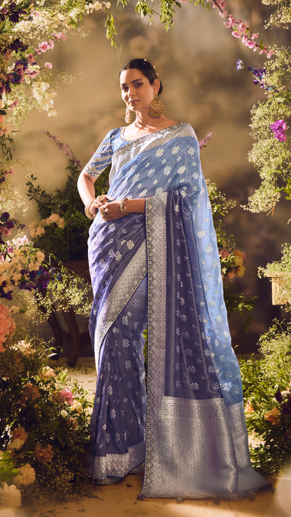 The Cerulean Symphony: A Sky Blue Dream with Silver Splendor