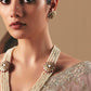 Beige Fancy Fabric Saree with Thread & Sequin Work and Peach Blouse