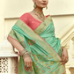 Mint Green Banarasi Silk Saree with Red Blouse