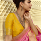 Pink Silk Saree with Contrast Yellow Blouse