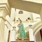 Mint Green Banarasi Silk Saree with Red Blouse