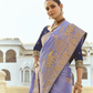 Lavender Banarasi Silk Saree with Blue Contrast Blouse