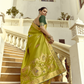 Sea Green Saree with Banarasi Work and Dark Green Blouse