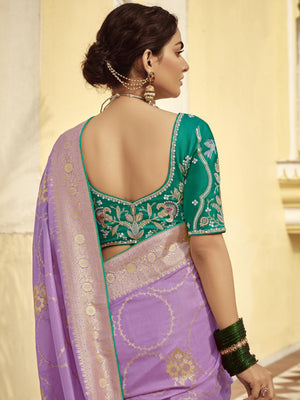 LAVENDER BANARASI SILK SAREE WITH ZARI WEAVING