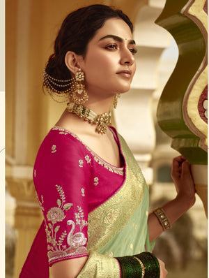 ETHEREAL MINT GREEN SILK SAREE – A GRACEFUL HERITAGE