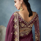 Wine Tissue Embroidered Fancy Heavy Border Saree