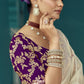 White Silk Saree with Purple Silk Blouse