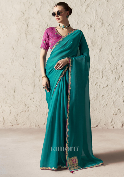 Neelanjali Soft Silk Saree Teal Blue