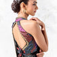 Black designer saree with zari sequin bead embroidery and multicolour satin silk blouse