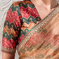 Gold saree pallu with intricate elephant embroidery and zari sequin bead detailing