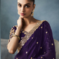 Navy Blue Tissue Silk Saree with Gold Embroidery