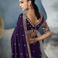 Navy Blue Tissue Silk Saree with Gold Embroidery