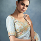 Sky Blue Tissue Embroidered Fancy Heavy Border Saree