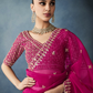Pink Tissue Embroidered Fancy Heavy Border Saree