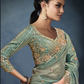 Sea Green Tissue Embroidered Fancy Heavy Border Saree