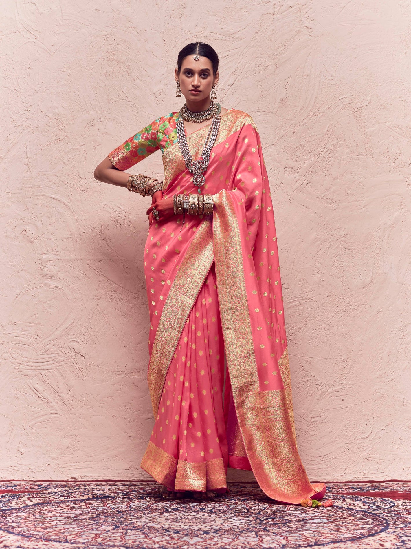 Magenta Pink Pure Crepe Silk Saree