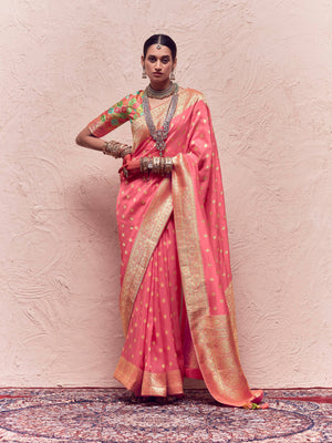 Magenta Pink Pure Crepe Silk Saree