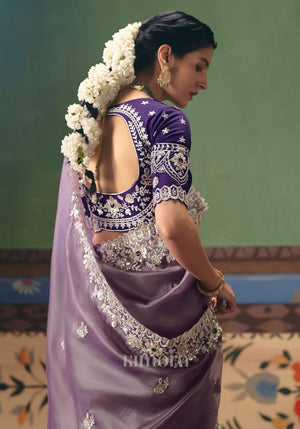 Mohini Fancy Tissue Rich Embroidered Saree In Lavender