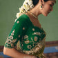 Nathini Tissue Rich Embroidered Saree In Olive Green
