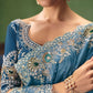 Kamini Fancy Tissue Rich Embroidered Saree In Teal blue