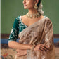 Kumudini Antique Gold Tissue Saree With Emerald Green