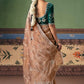 Kumudini Antique Gold Tissue Saree With Emerald Green