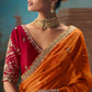 Nitya Tissue Silk Zardosi Embroidered Saree In Orange