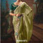 Sulekha Tissue Silk Patch Embroidery Saree In Olive Green