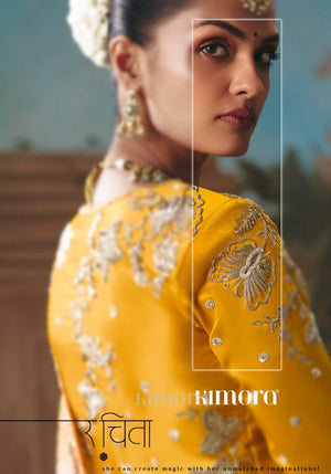 Ruchita Tissue Silk Sequence Work Saree In Ombre Yellow