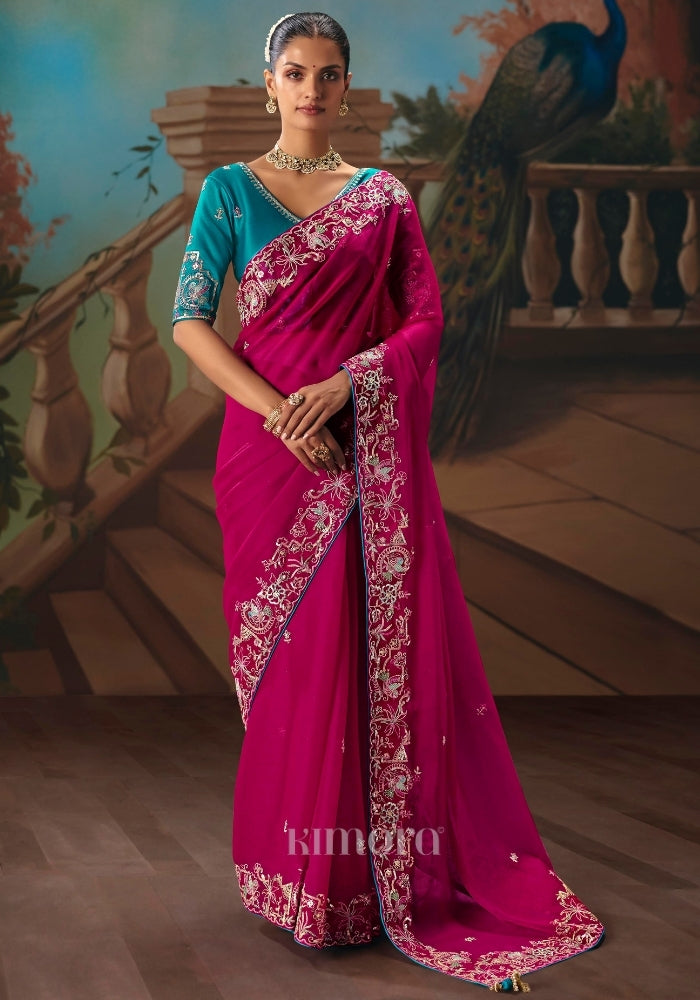 Gulroop Tissue Silk Saree In Pink
