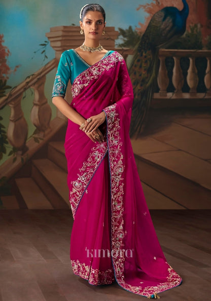 Ravija Tissue Silk Saree In Pink