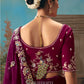 Mohna Tissue Silk Peacock Cut-Work Saree In Wine