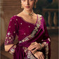Mohna Tissue Silk Peacock Cut-Work Saree In Wine
