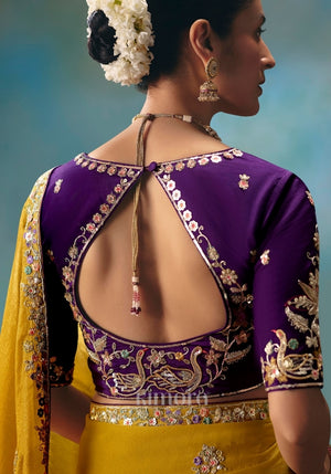 Amita Tissue Silk Floral Zari Work Saree In Yellow