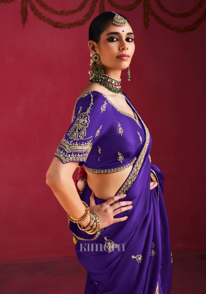 Sapphire Natural Crape Handcrafted saree in Blue