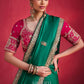 Zeba Chiffon Zari Border Saree in Emerald Green