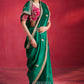 Zeba Chiffon Zari Border Saree in Emerald Green