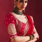Rosette Heavy Silk Handcrafted Saree in Red