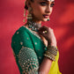 Lavya Pure Organza Khatli Border Saree in Lime Green