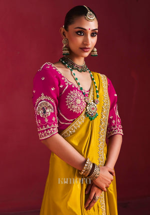 Isha Soft Silk Handwork Saree in Yellow