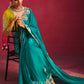 Peehu Soft Silk Embellished Border Saree In Turquoise Green