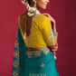 Peehu Soft Silk Embellished Border Saree In Turquoise Green