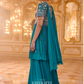 Contemporary Festive Sapphire Teal Peplum Set