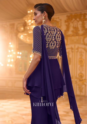 Purple Antique Zari Embroidered Peplum Set
