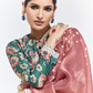 Pink Saree with Green Floral Blouse – A Graceful Ethnic Ensemble