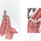 Pink Saree with Green Floral Blouse – A Graceful Ethnic Ensemble