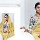 Graceful Yellow Saree with Floral-Print Blouse – Radiant Elegance