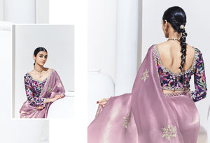 Pink Silk Saree with Embroidered Blouse – A Perfect Blend of Grace & Elegance