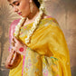 Vibrant Yellow Saree with Red Contrast Blouse